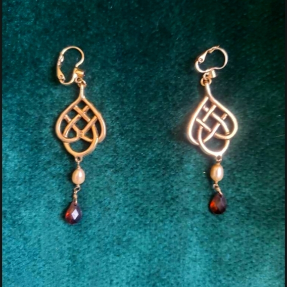 Brass tone chandelier earrings - Picture 2 of 2